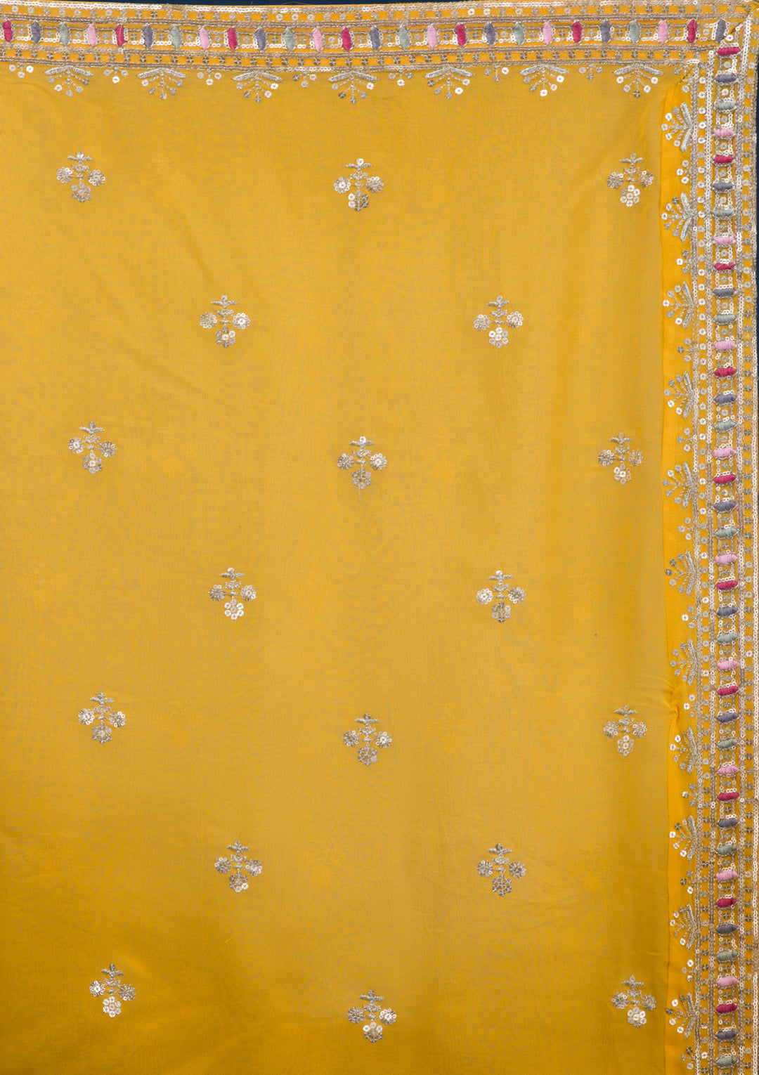 Yellow Zariwork Georgette Readymade Lehenga