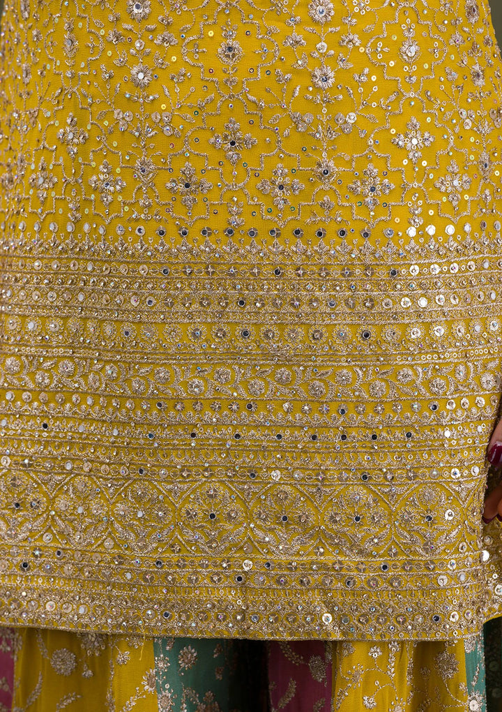 Yellow Zariwork Georgette Readymade Salwar Suit
