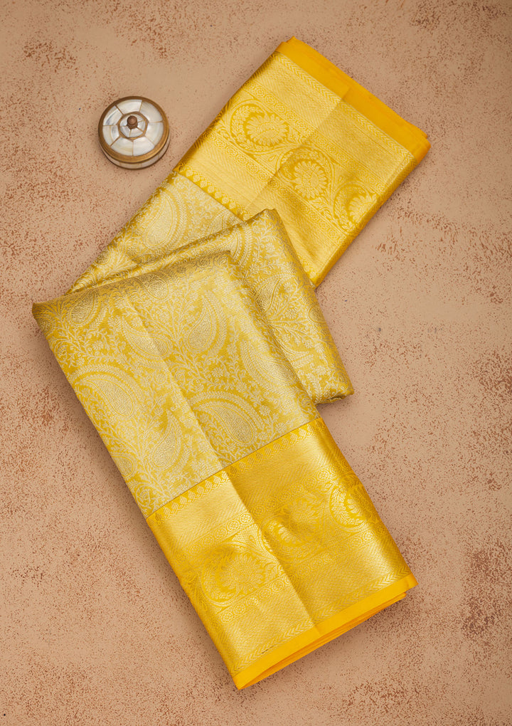 Yellow Zariwork Pure Silk Saree