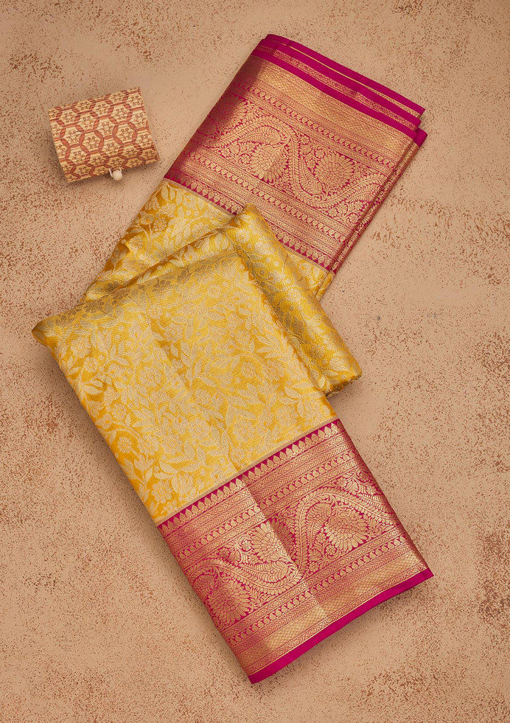 Yellow Zariwork Pure Silk Saree