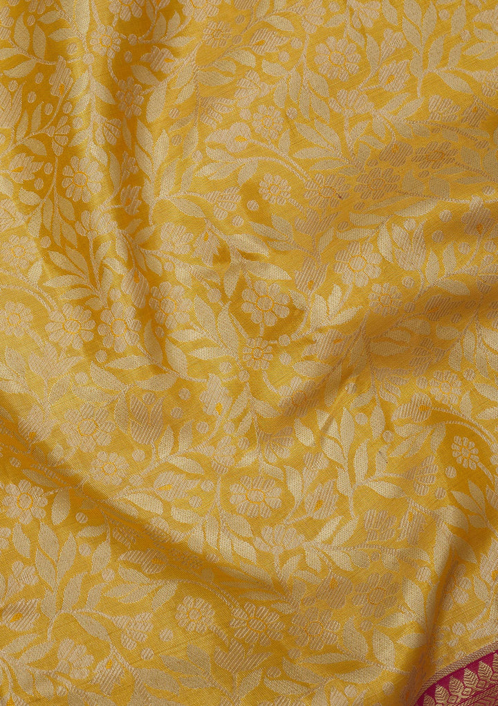 Yellow Zariwork Pure Silk Saree