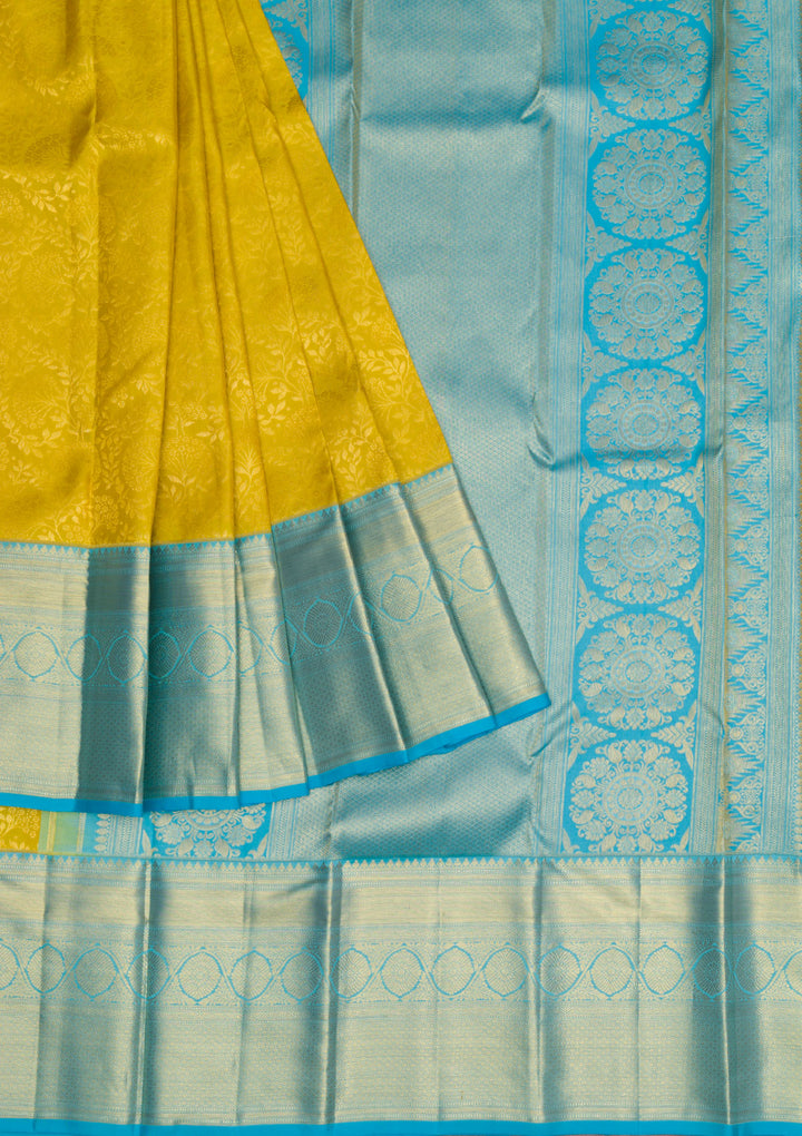 Yellow Gold Zariwork Pure Silk Saree