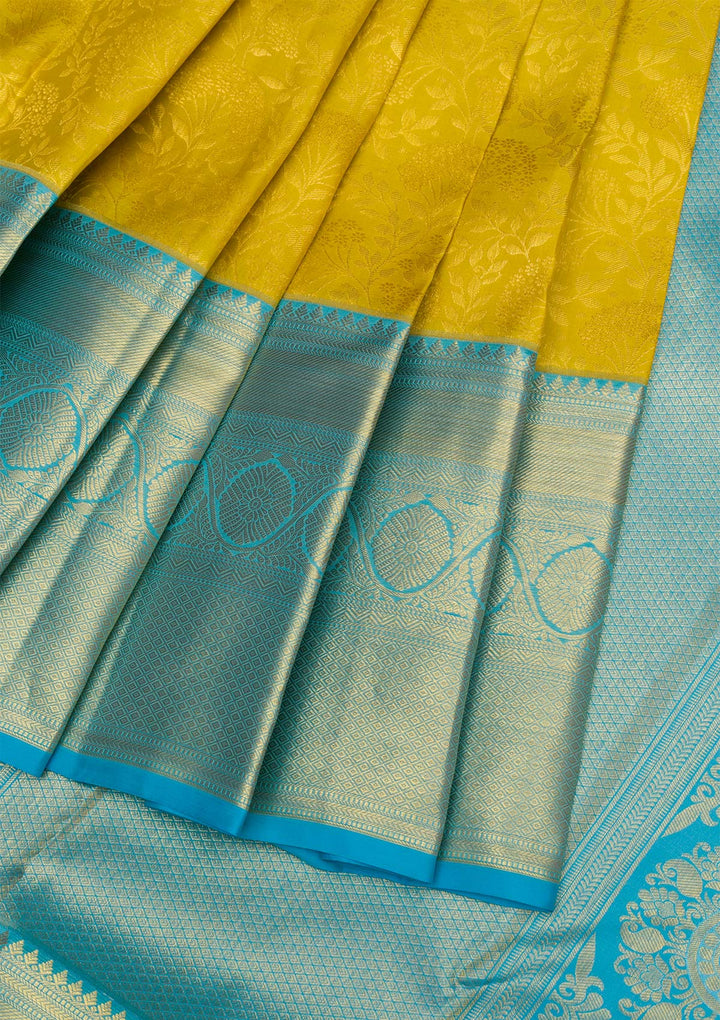 Yellow Gold Zariwork Pure Silk Saree
