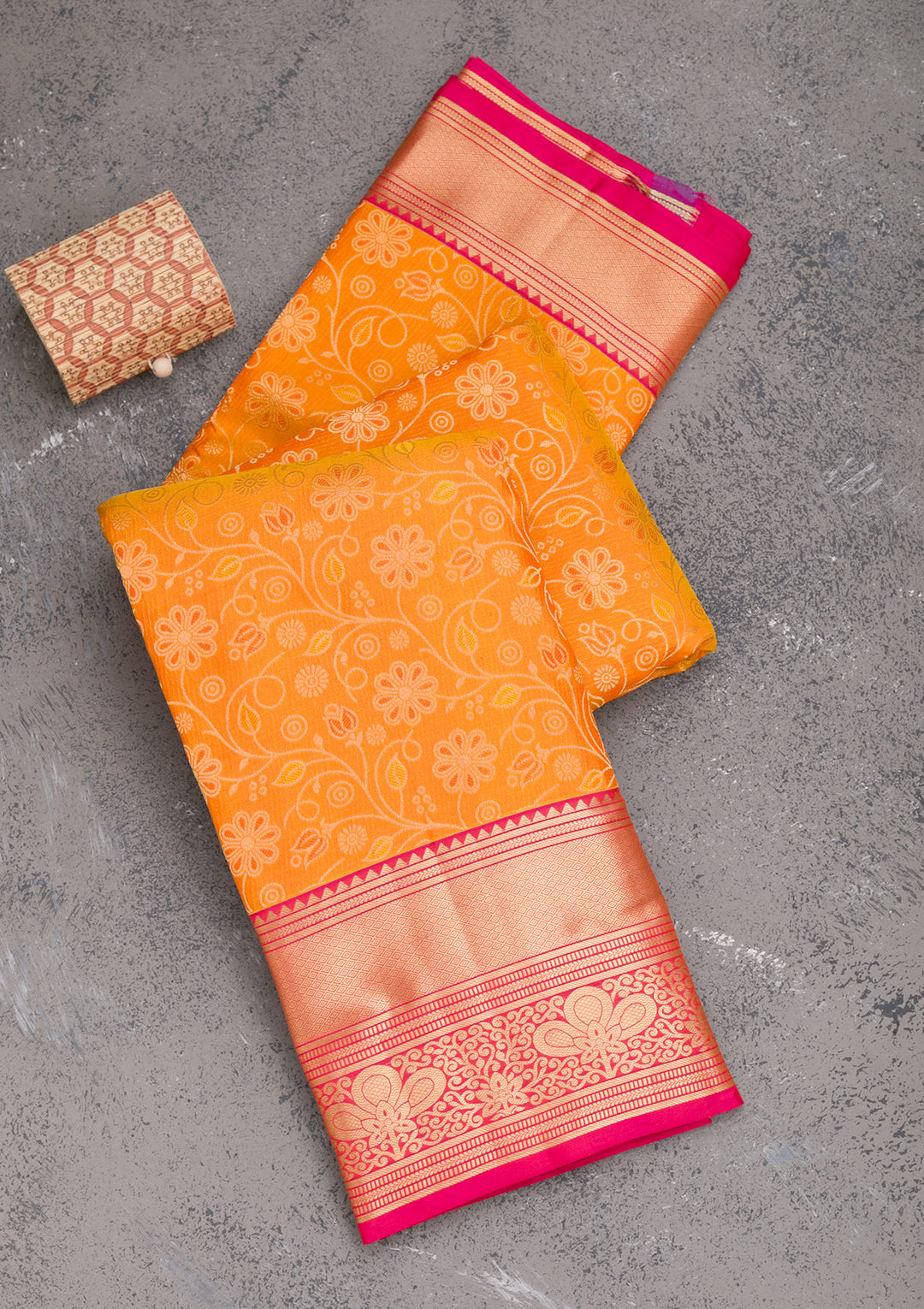 Yellow Zariwork Pure Silk Saree-Koskii