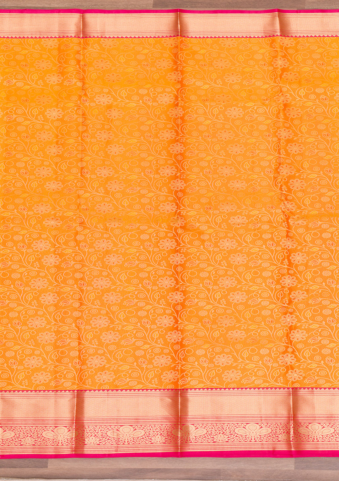 Yellow Zariwork Pure Silk Saree-Koskii