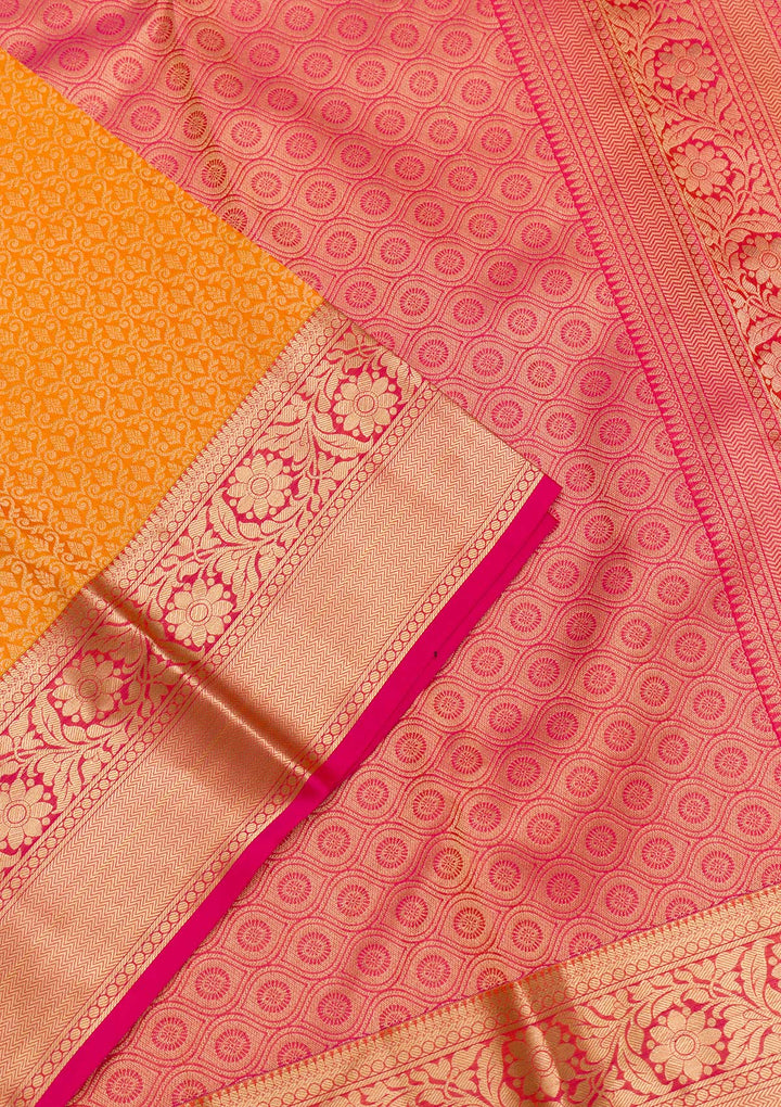 Yellow Zariwork Pure Silk Saree-Koskii
