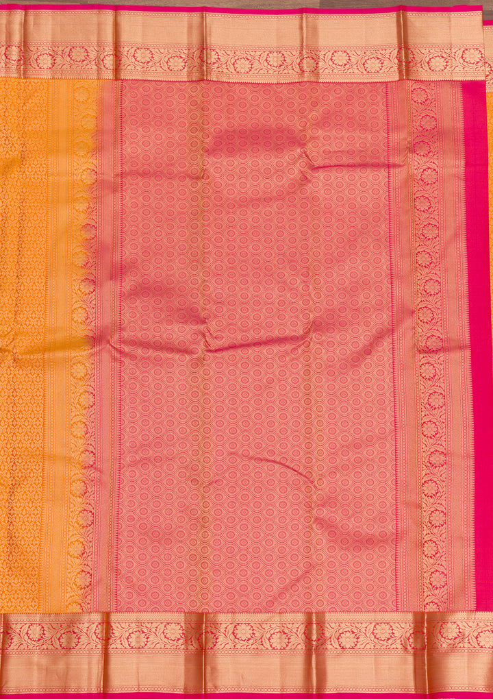 Yellow Zariwork Pure Silk Saree-Koskii