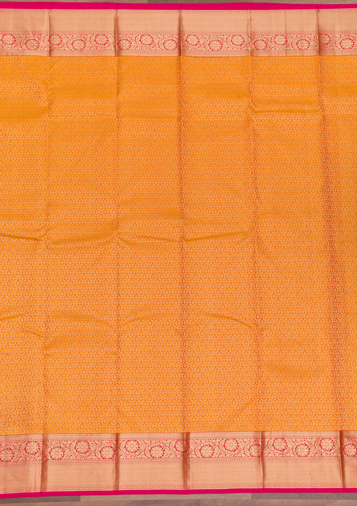 Yellow Zariwork Pure Silk Saree-Koskii