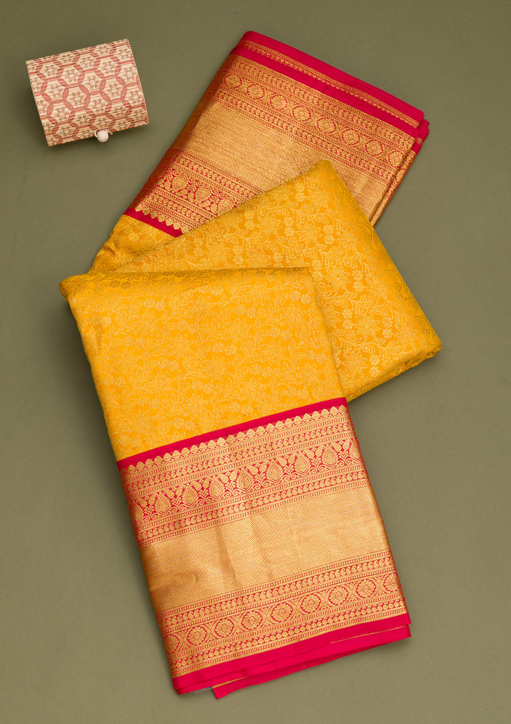 Yellow Zariwork Pure Silk Saree