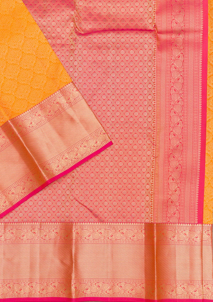Yellow Zariwork Pure Silk Saree-Koskii