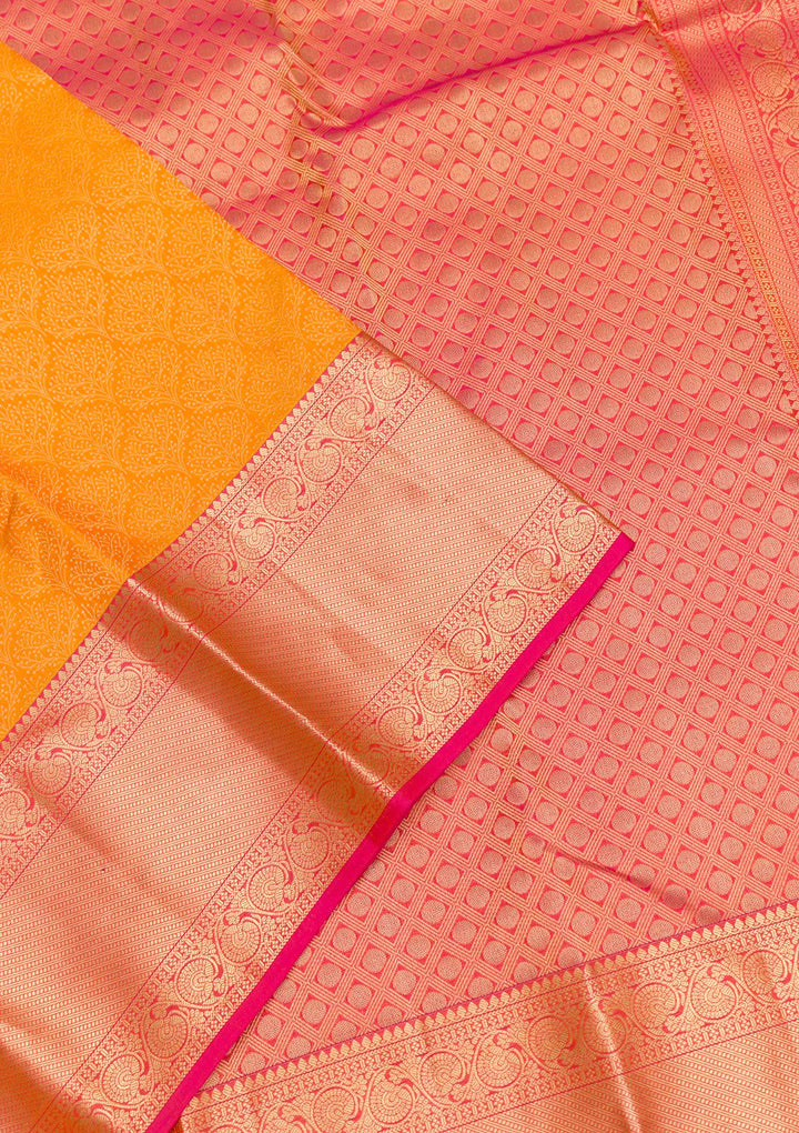 Yellow Zariwork Pure Silk Saree-Koskii