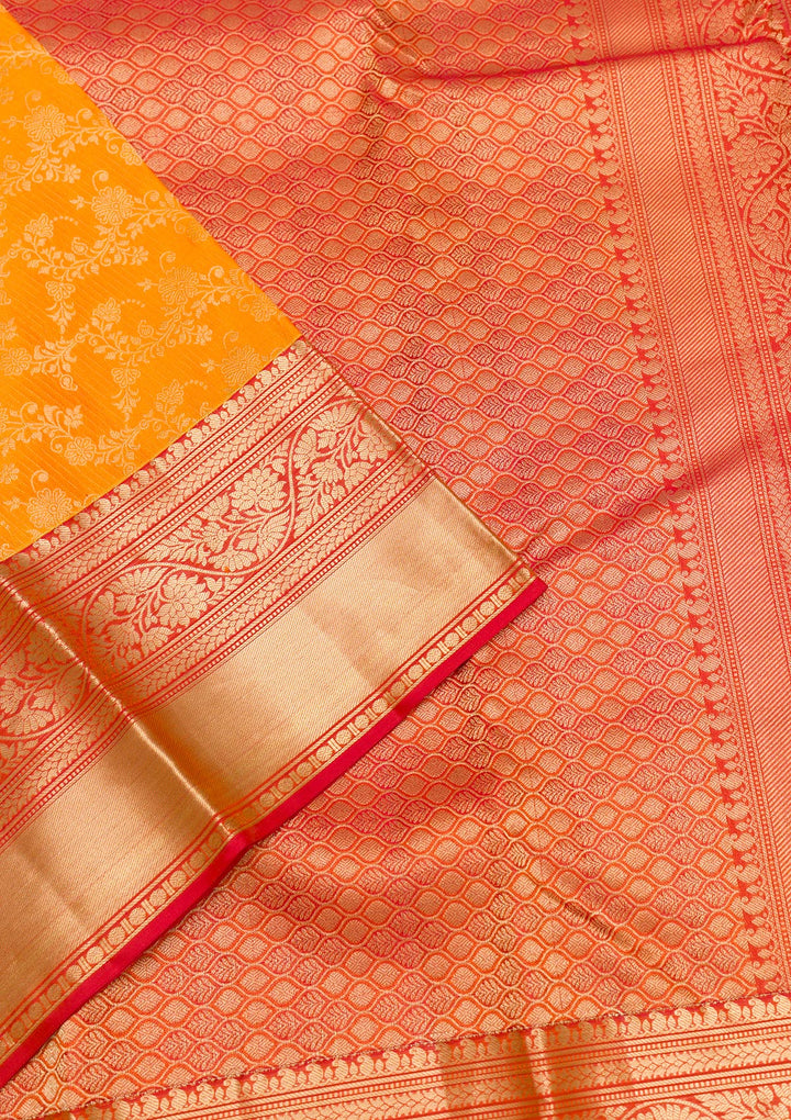 Yellow Zariwork Pure Silk Saree-Koskii