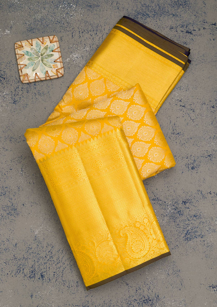 Yellow Zariwork Kanjivaram Pure Silk Saree