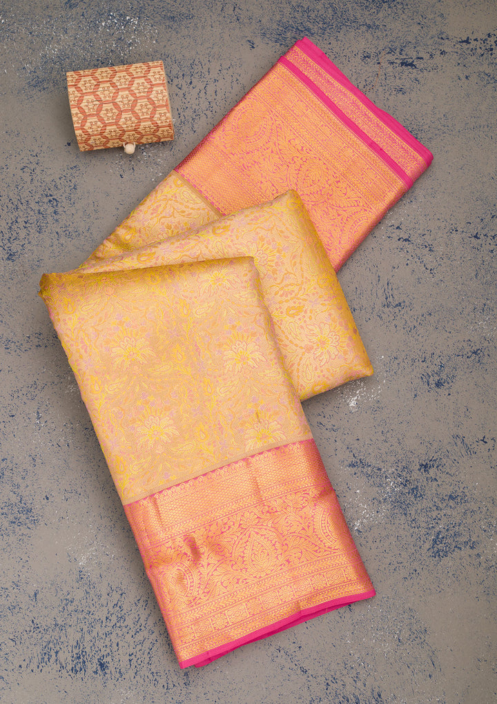 Yellow Zariwork Pure Silk Saree