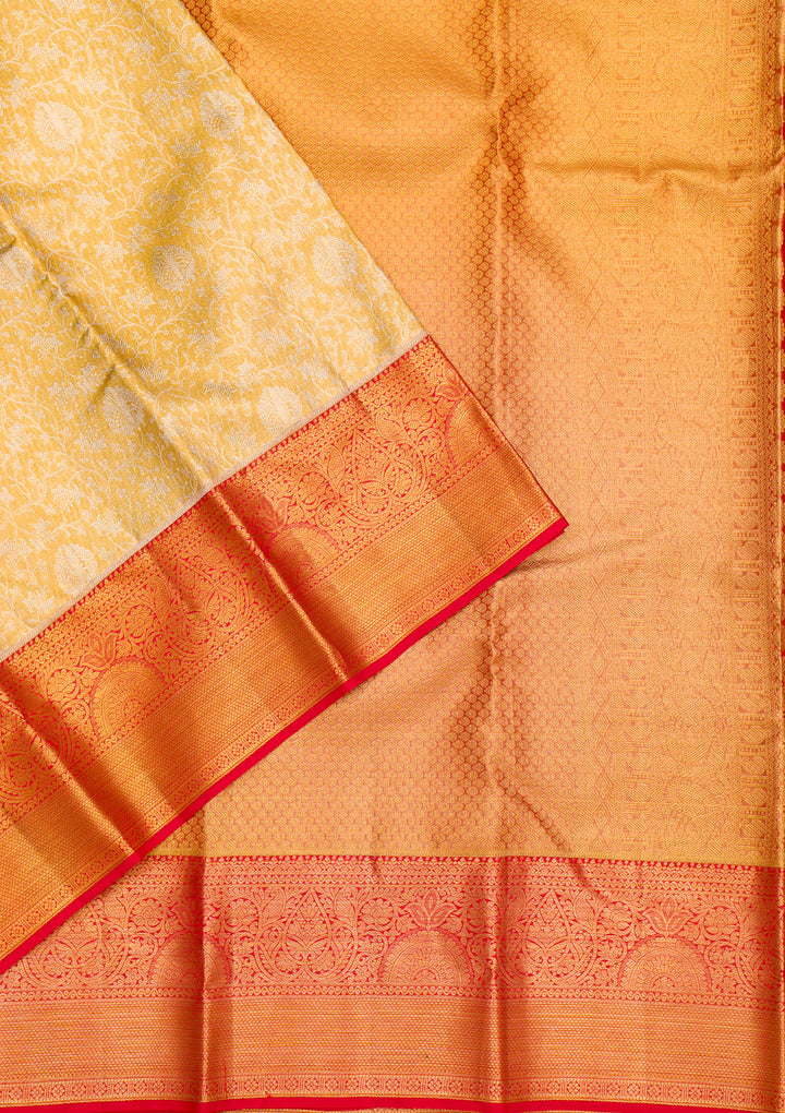Yellow Zariwork Pure Silk Saree