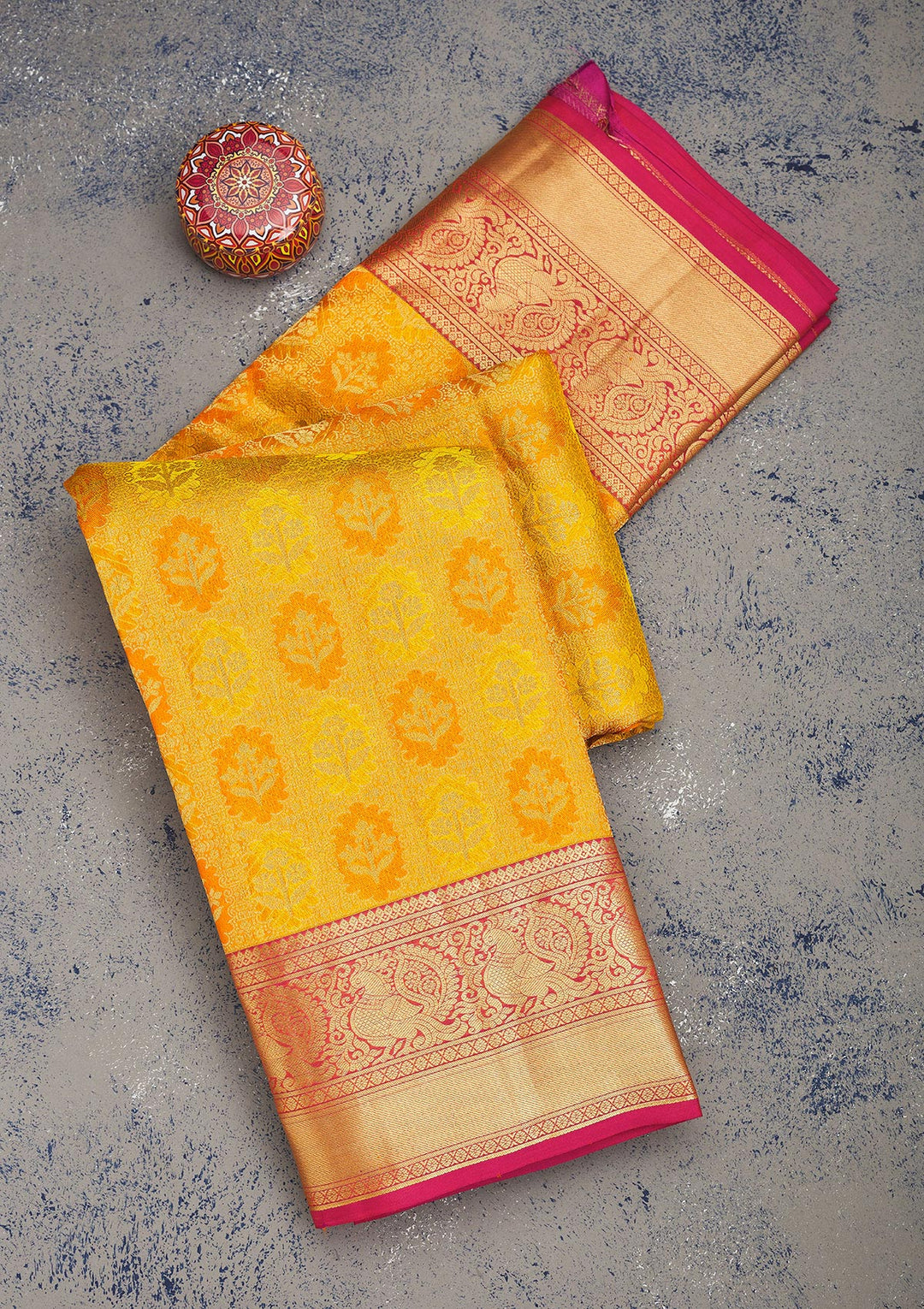 Yellow Zariwork Pure Silk Saree