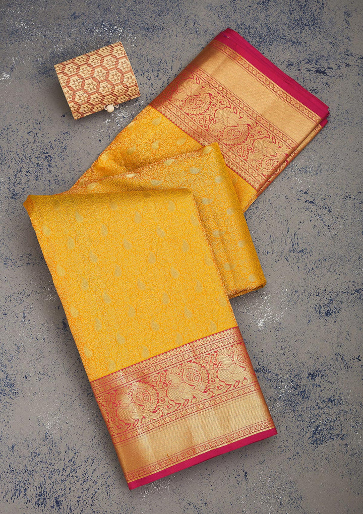 Yellow Zariwork Pure Silk Saree