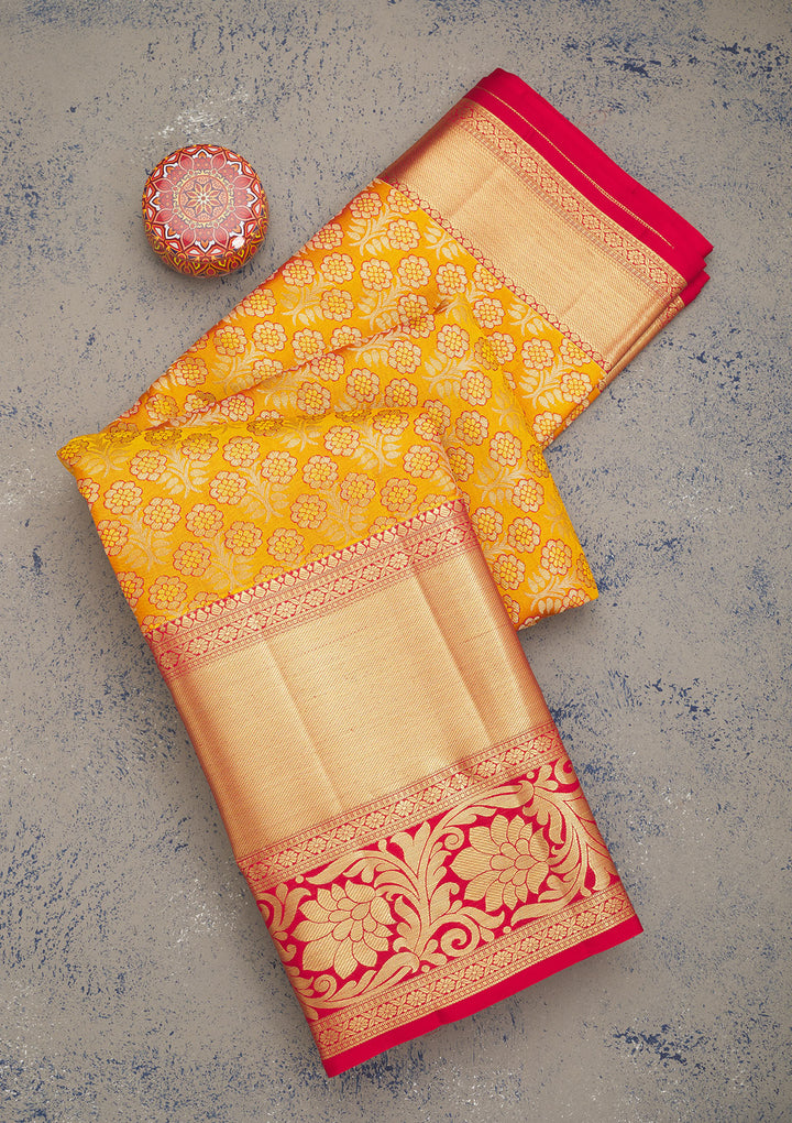 Yellow Zariwork Pure Silk Saree
