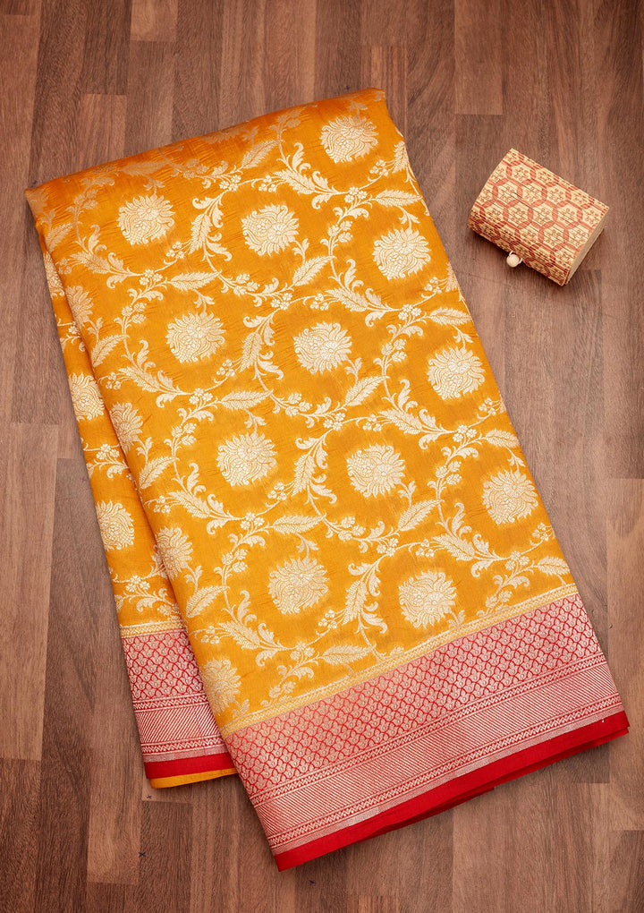 Yellow Zariwork Pure Silk Saree