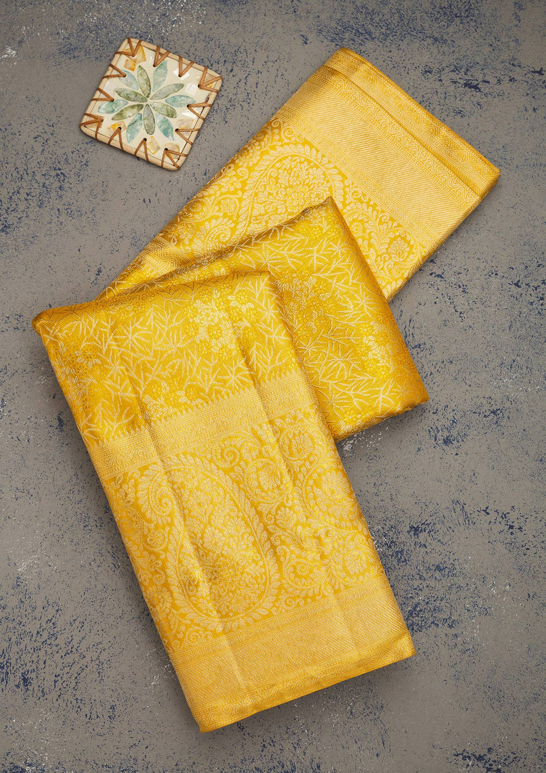 Yellow Zariwork Pure Silk Saree