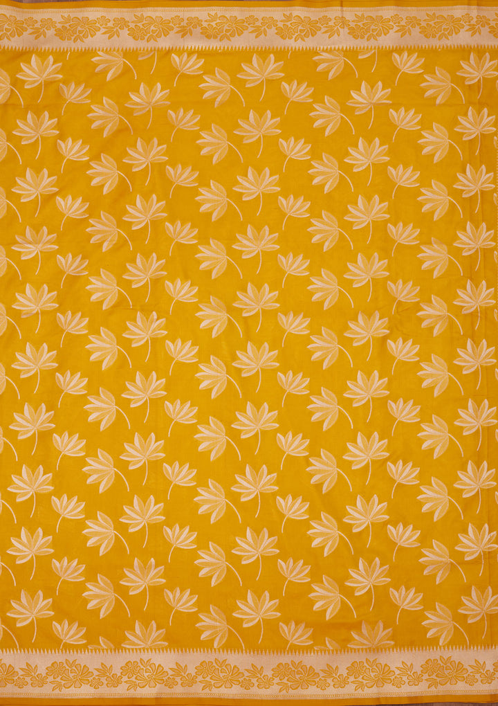 Yellow Zariwork Pure Silk Saree