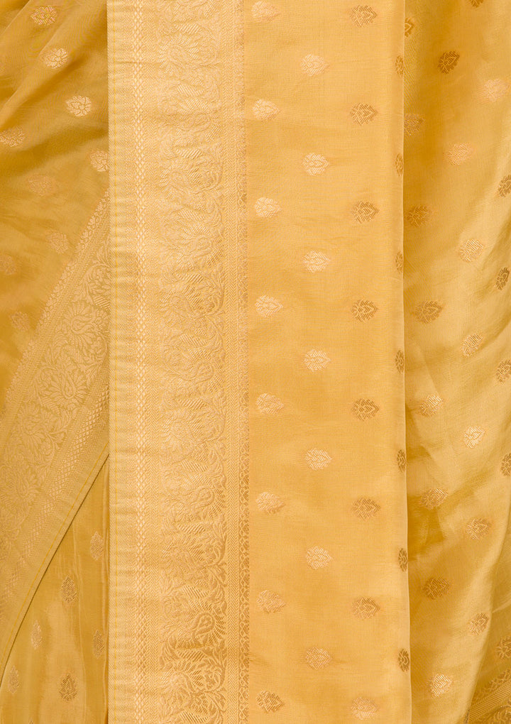 Yellow Zariwork Raw Silk Saree