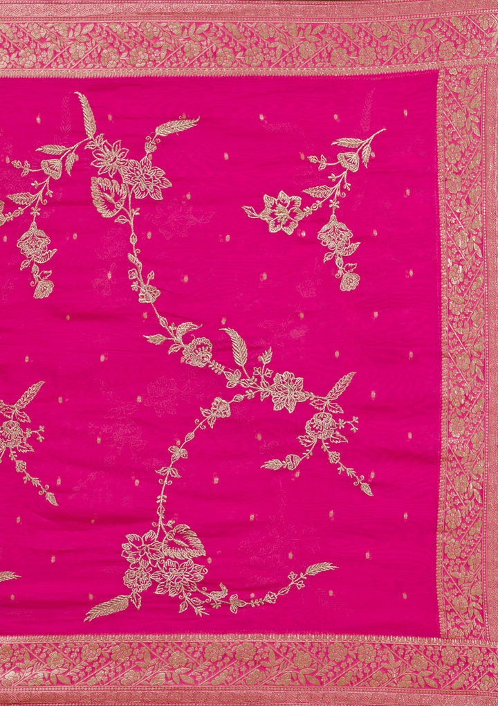 Yellow Zariwork Semi Crepe Readymade Salwar Suit