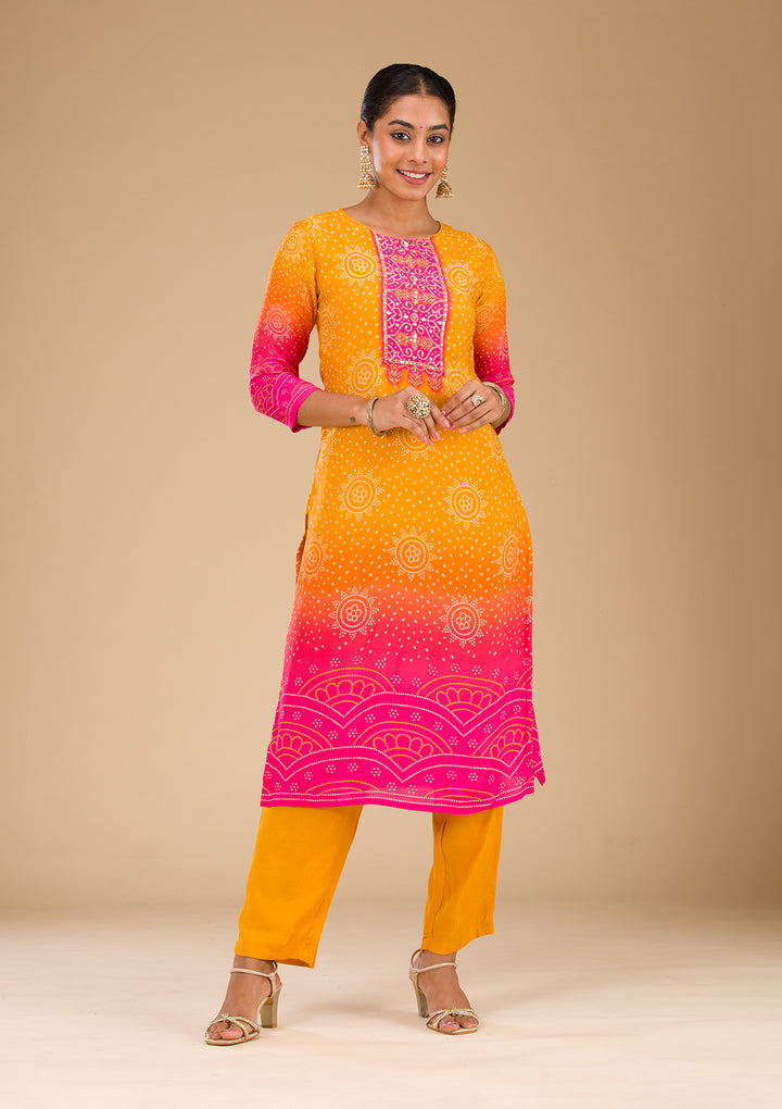 Yellow Zariwork Semi Crepe Readymade Salwar Suit