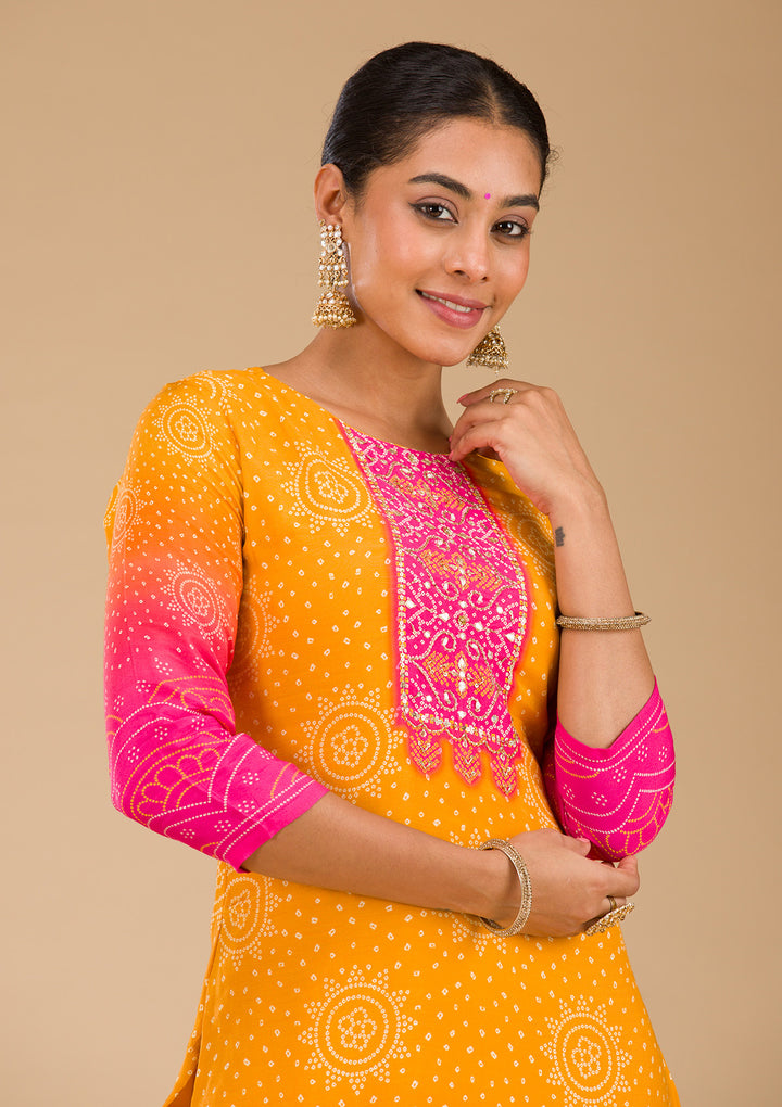 Yellow Zariwork Semi Crepe Readymade Salwar Suit