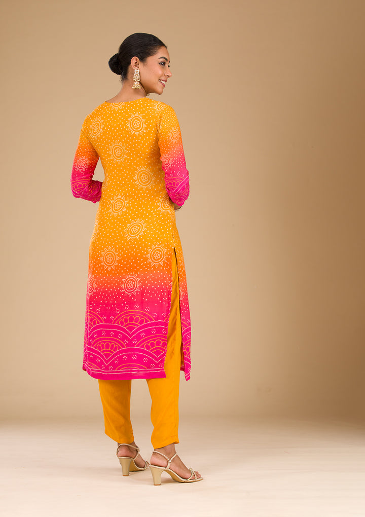 Yellow Zariwork Semi Crepe Readymade Salwar Suit