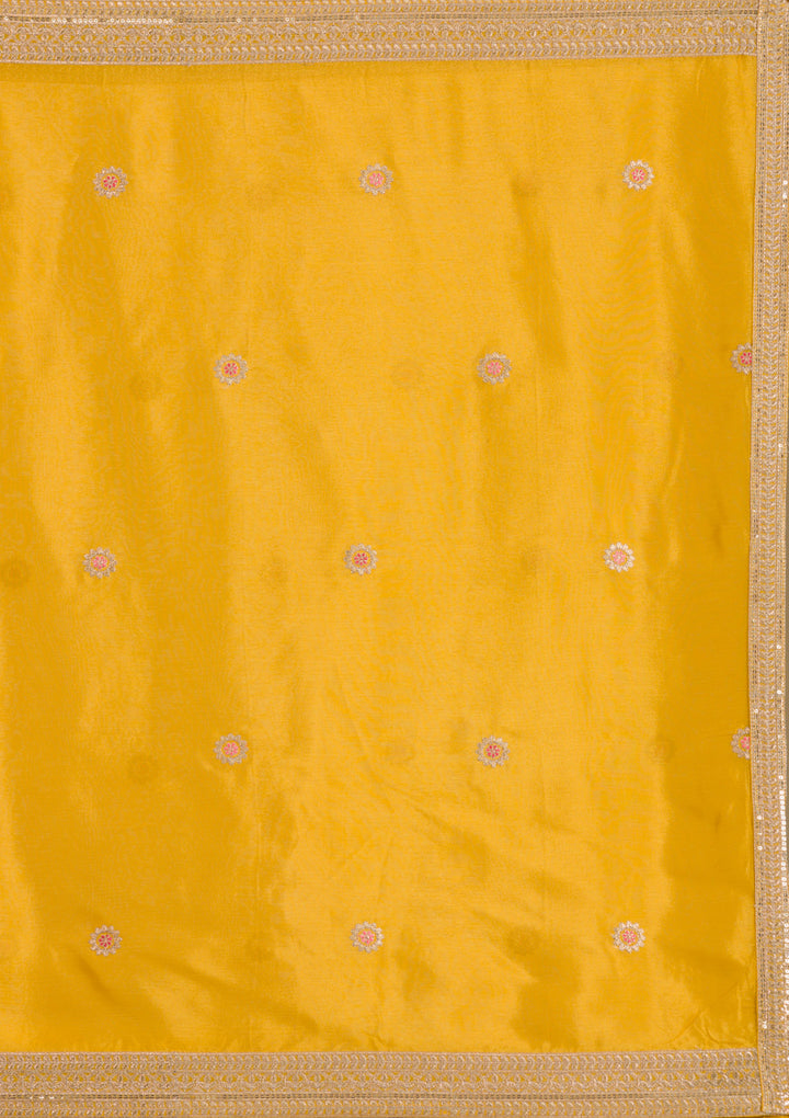 Yellow Zariwork Tissue Readymade Salwar Suit