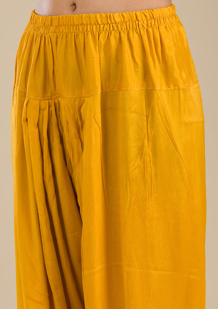 Yellow Zariwork Tissue Readymade Salwar Suit