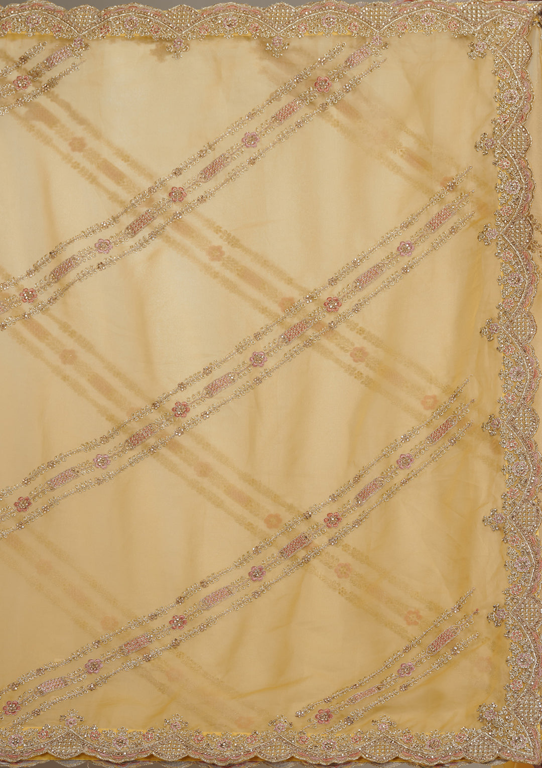 Yellow Zariwork Tissue Saree