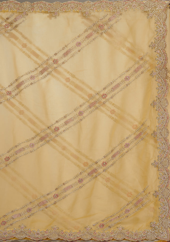 Yellow Zariwork Tissue Saree