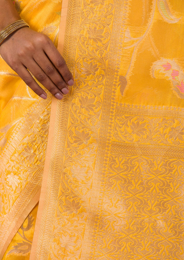 Yellow Zariwork Tissue Saree