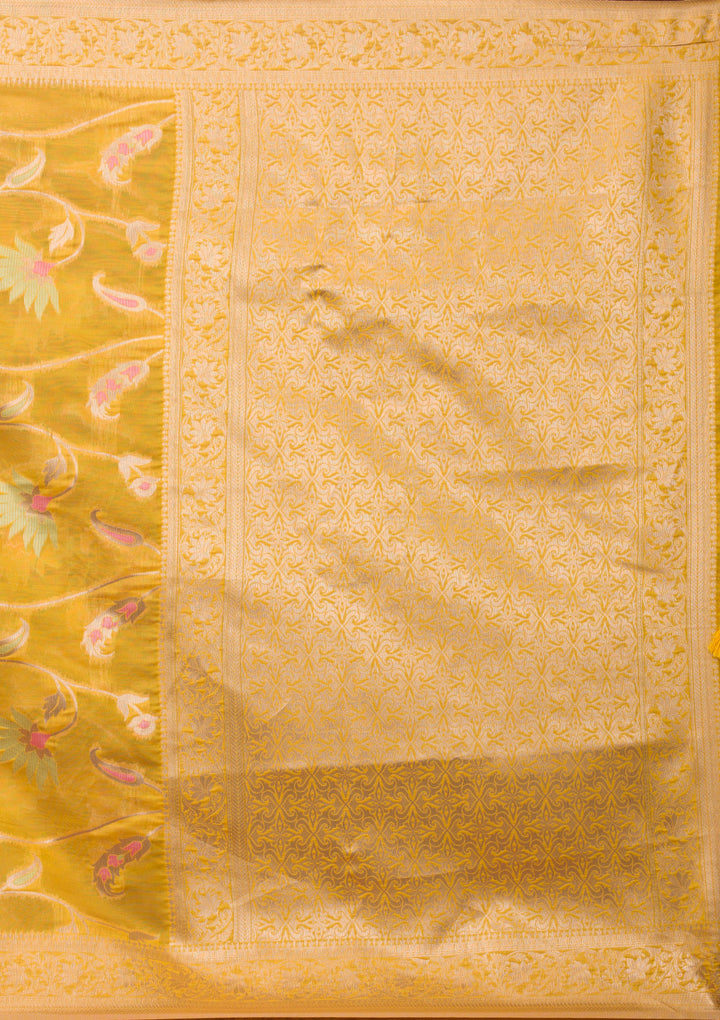 Yellow Zariwork Tissue Saree