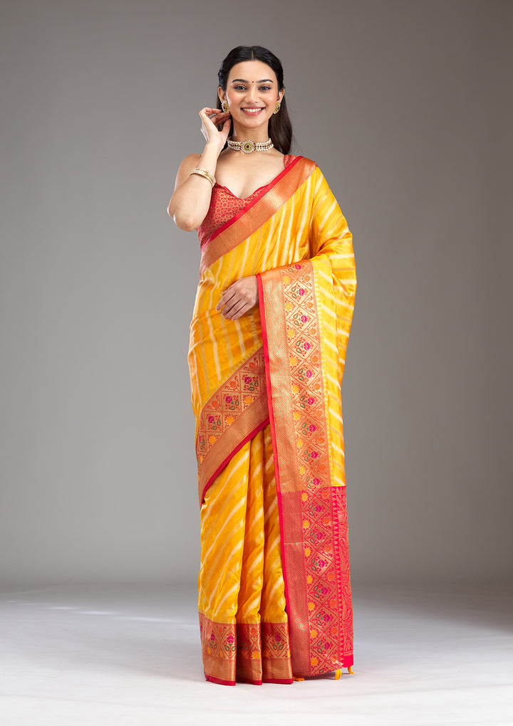 Yellow Zariwork Tissue Saree