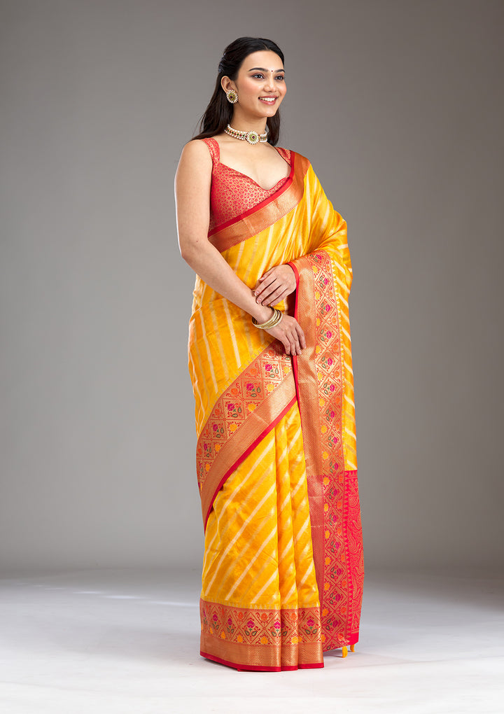 Yellow Zariwork Tissue Saree