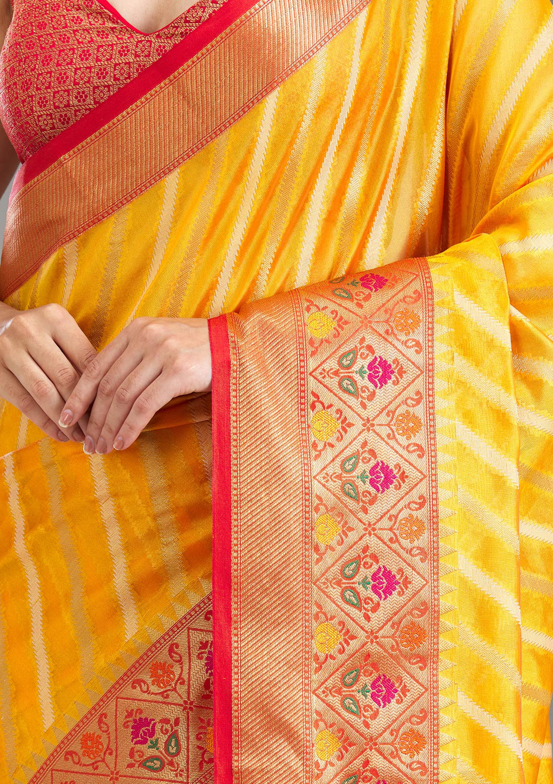 Yellow Zariwork Tissue Saree