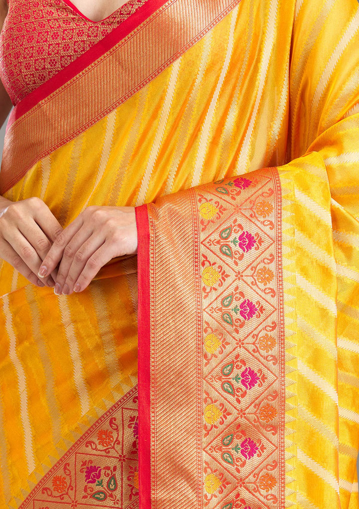 Yellow Zariwork Tissue Saree