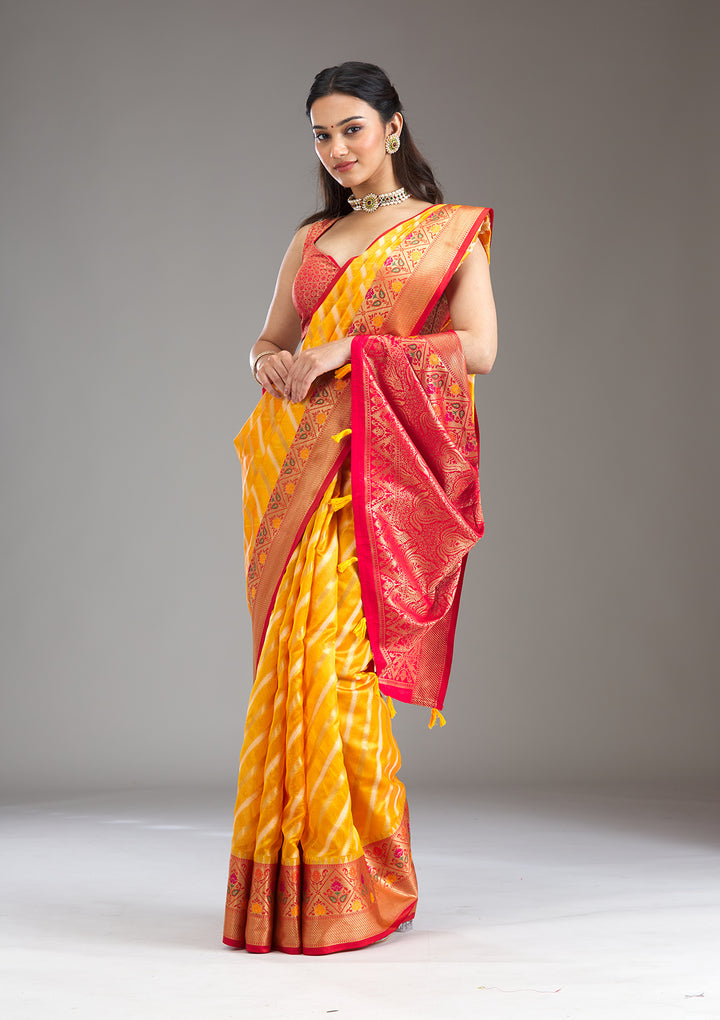 Yellow Zariwork Tissue Saree