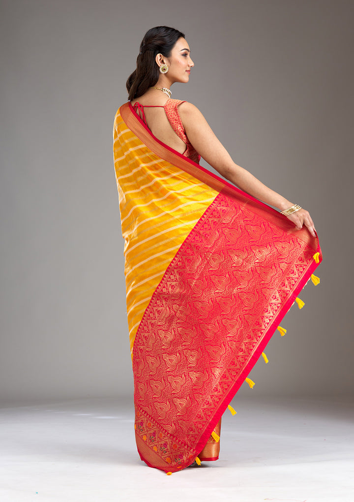 Yellow Zariwork Tissue Saree