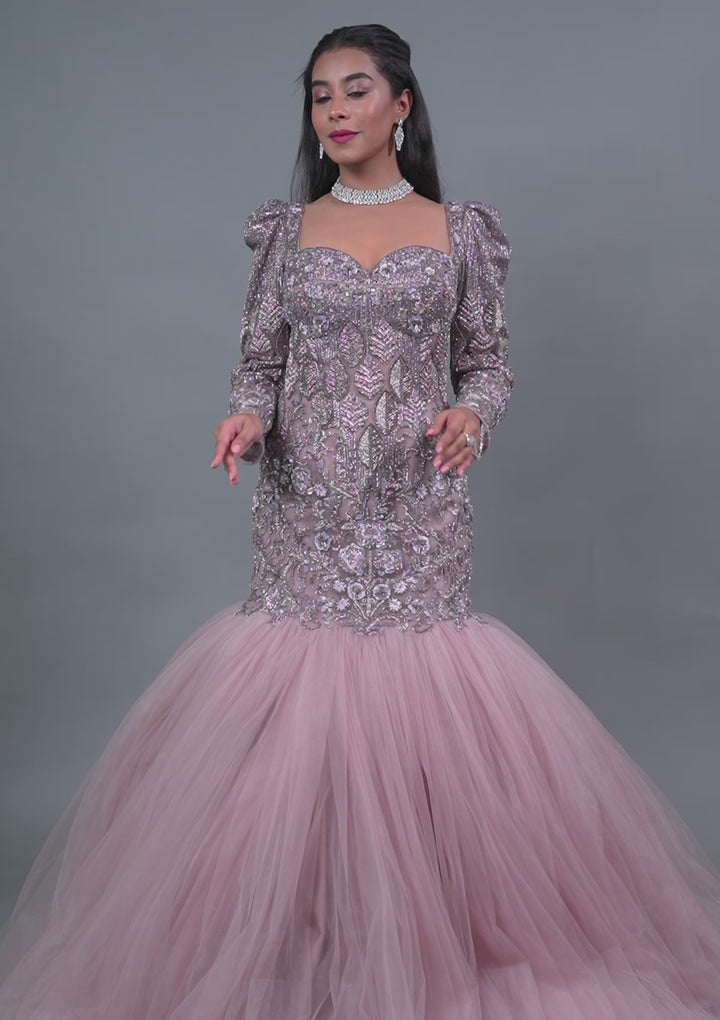 Lavender Stonework Net Gown