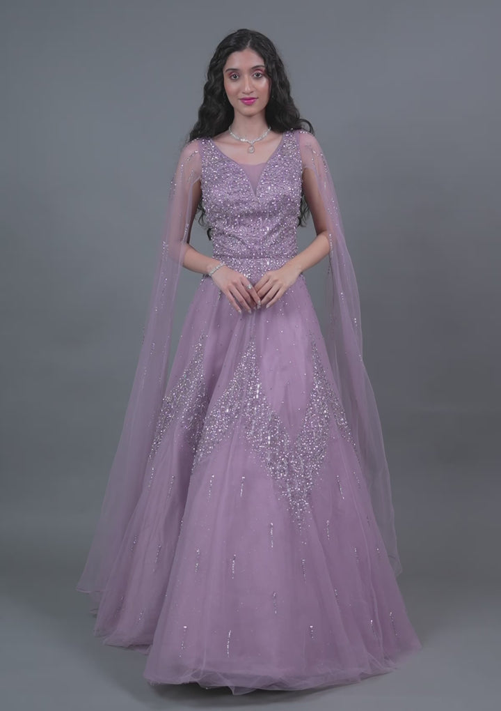 Lavender Stonework Net Gown