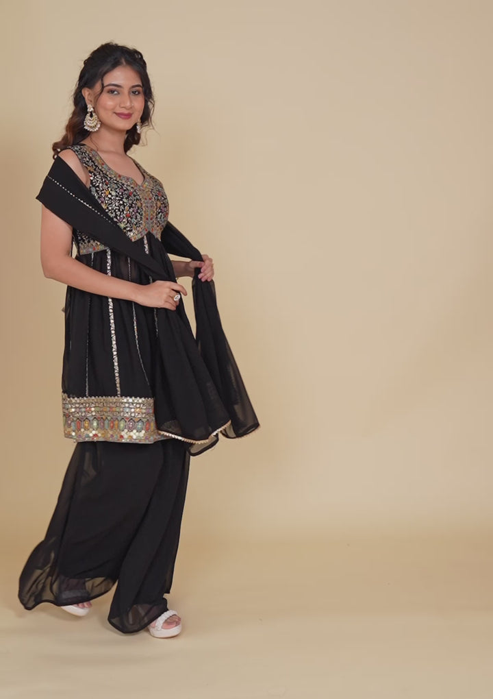 Black Zariwork Georgette Readymade Salwar Suit