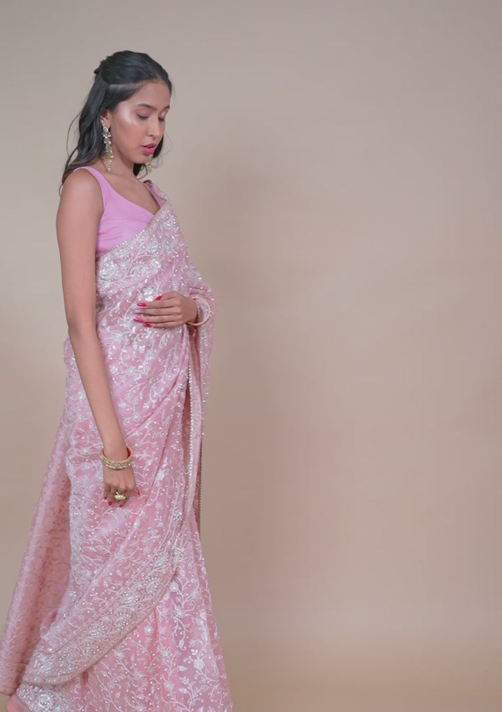 Pink Gotapatti Tissue Saree