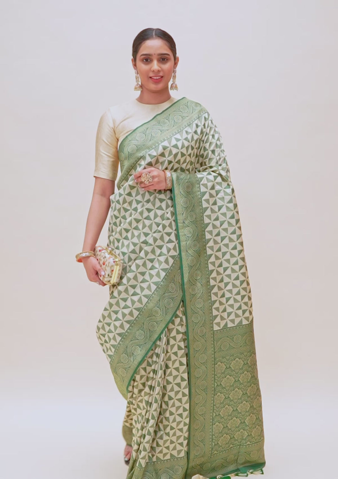 Leaf Green Zariwork Silk Saree