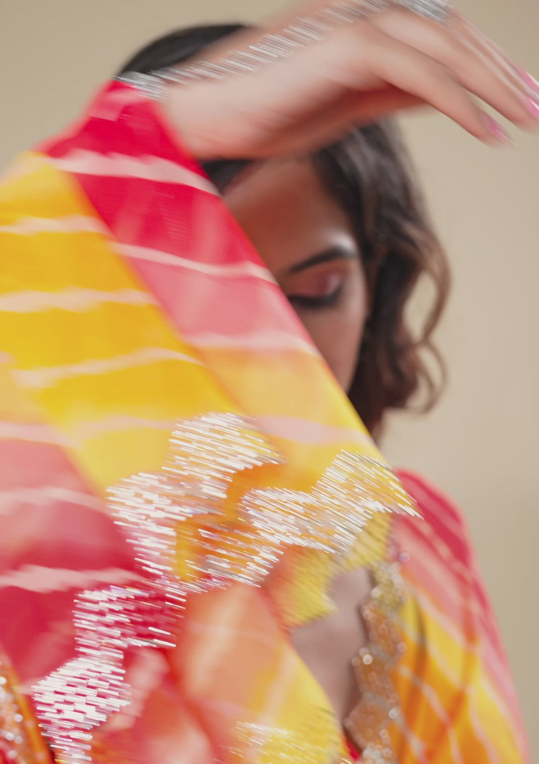 Yellow Stonework Georgette Saree