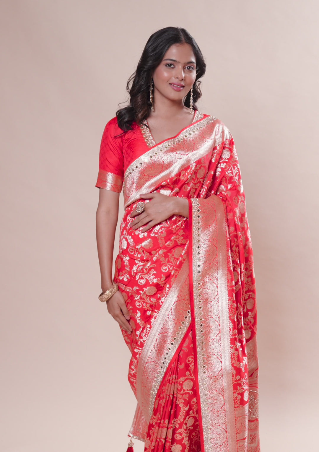 Red Zariwork Banarasi Silk Saree