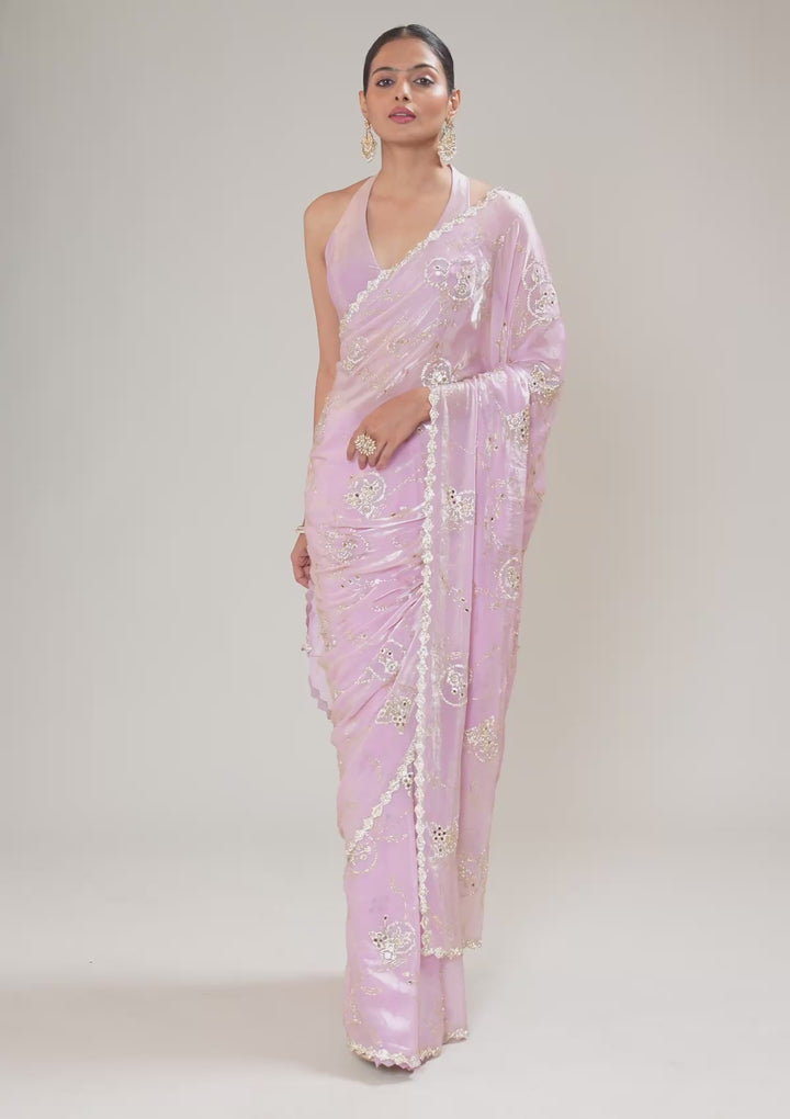 Pink Stonework Tissue Saree